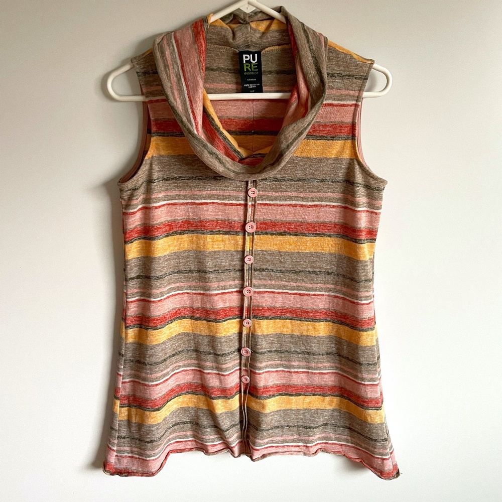 PURE Essence Canada Striped Sleeveless Top Sz‎ S